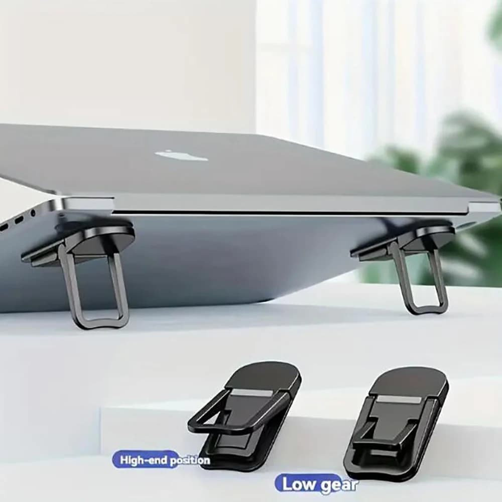 Supporto invisibile per laptop da 2 pezzi, mini gambe pieghevoli, supporto portatile ultra sottile per MacBook Air Pro, supporto per piedini di raffreddamento per notebook