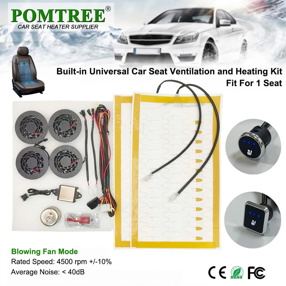 Kit Universale per Sistema di Riscaldamento e Ventilazione del Sedile Auto, Adatto per 1 Sedile, Include Interruttore a 3 Livelli, 4 Ventole e Cuscinetti Riscaldanti