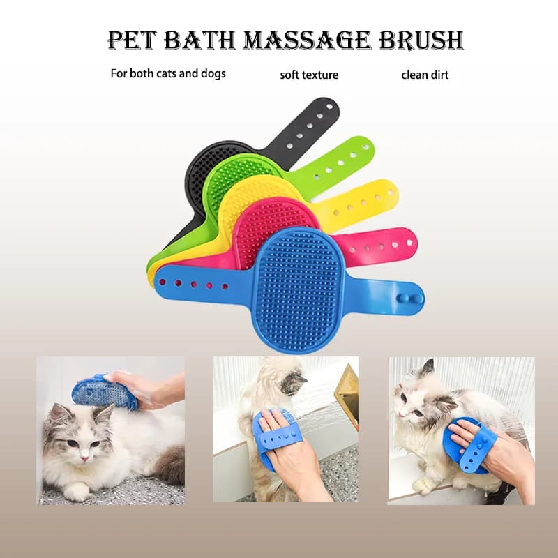 Rubber Dog Cat Brush Pet Bath Silicone Comb Massage Comb Hair Remover Pet Supplies Dog Grooming Wash Cleaning Equipment