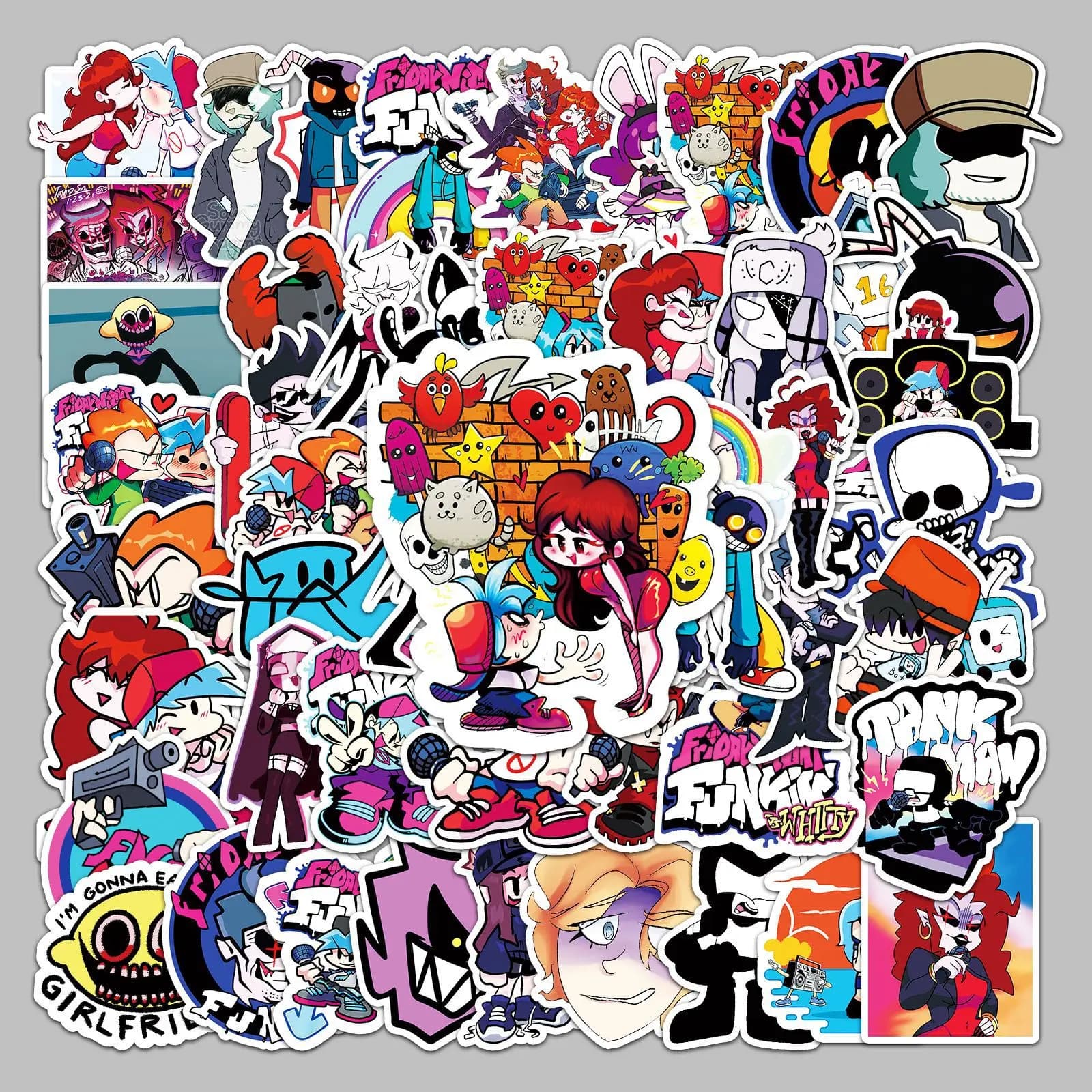 50 pezzi Friday Night Funkin adesivi graffiti impermeabili creativi per bagagli skateboard laptop tablet adesivi decorativi cartoni animati