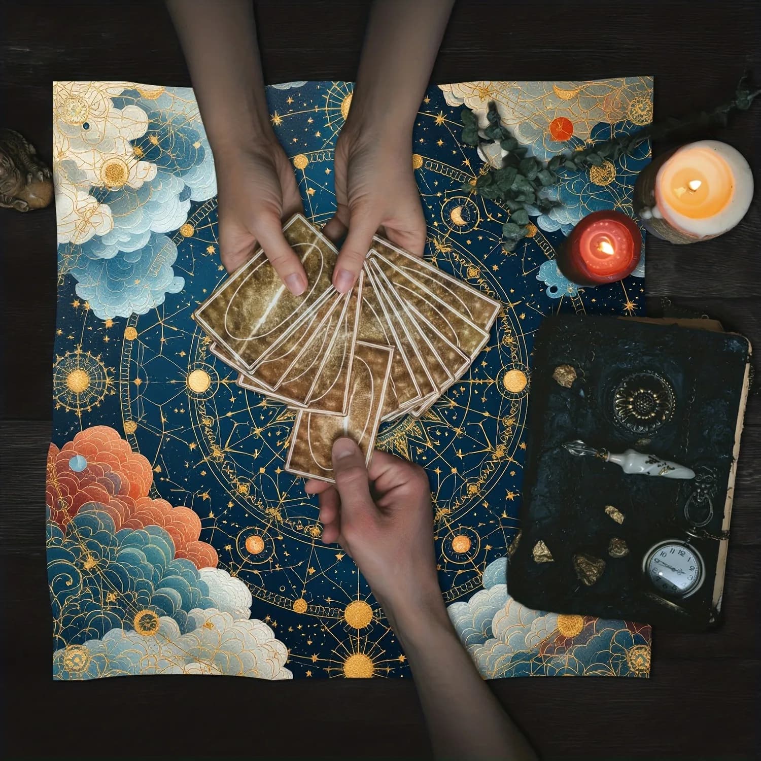 1 pz Tappeto per Carte dei Tarocchi con Mappa Celeste, Tappetino per Altare, Accessori per Stregoneria e Astrologia, Tappetino Decorativo per Carte