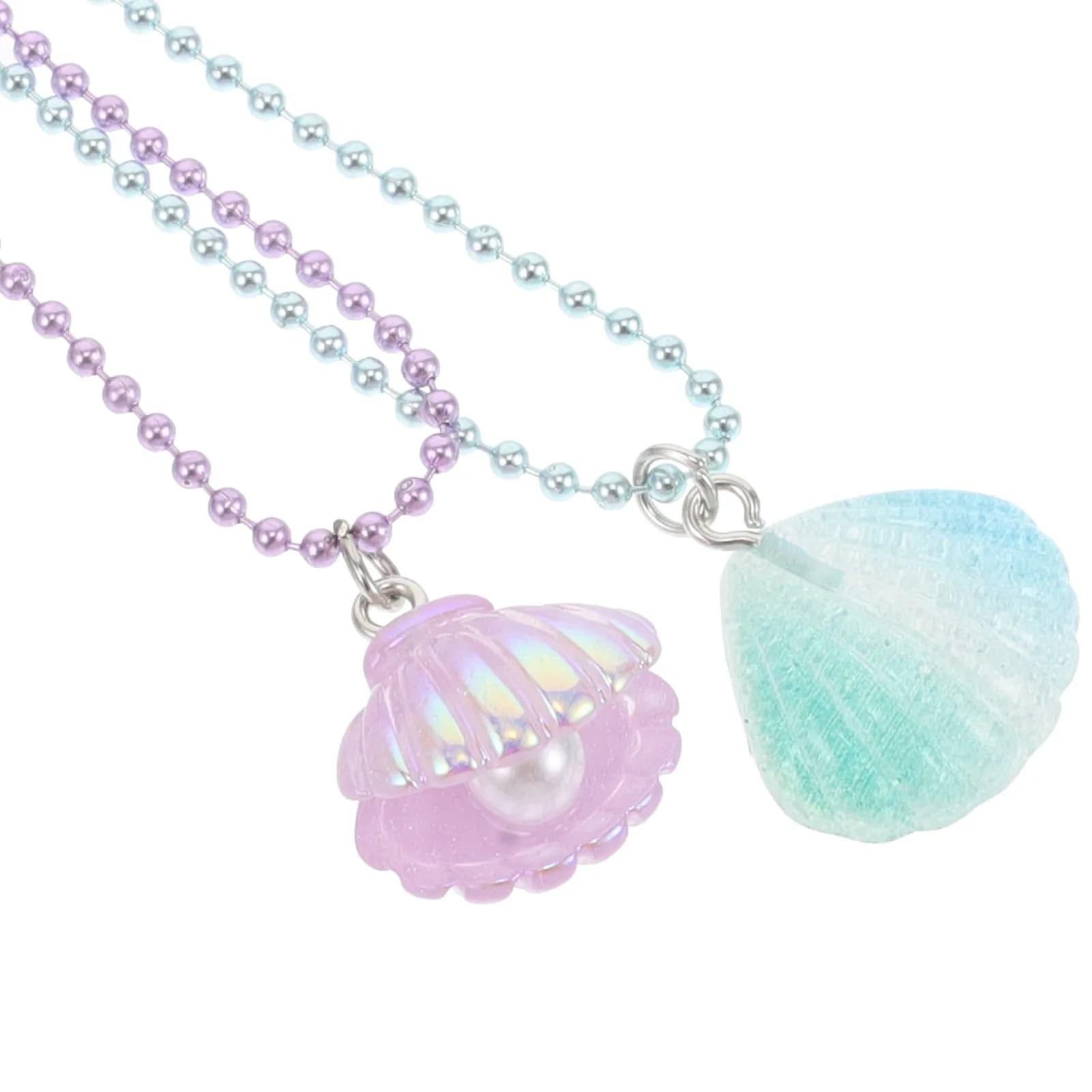 2 collane con conchiglie per bambini, ciondoli a forma di conchiglia finta, accessori leggeri per feste, graziosi gioielli estivi da spiaggia, regali per ragazze