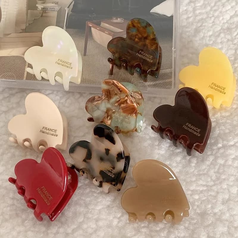Granchi per capelli in acetato con artiglio piccolo da 3.5cm per ragazze fermagli per capelli a forma di cuore carino accessori per capelli da donna per bambini
