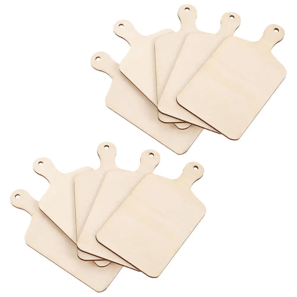 Set di 10 Taglieri in Legno, Materiali per Lavorazione del Legno Fai-da-Te, Piccoli Taglieri per Servire Pane, Formaggio, Frutta, Superficie Liscia e Resistente