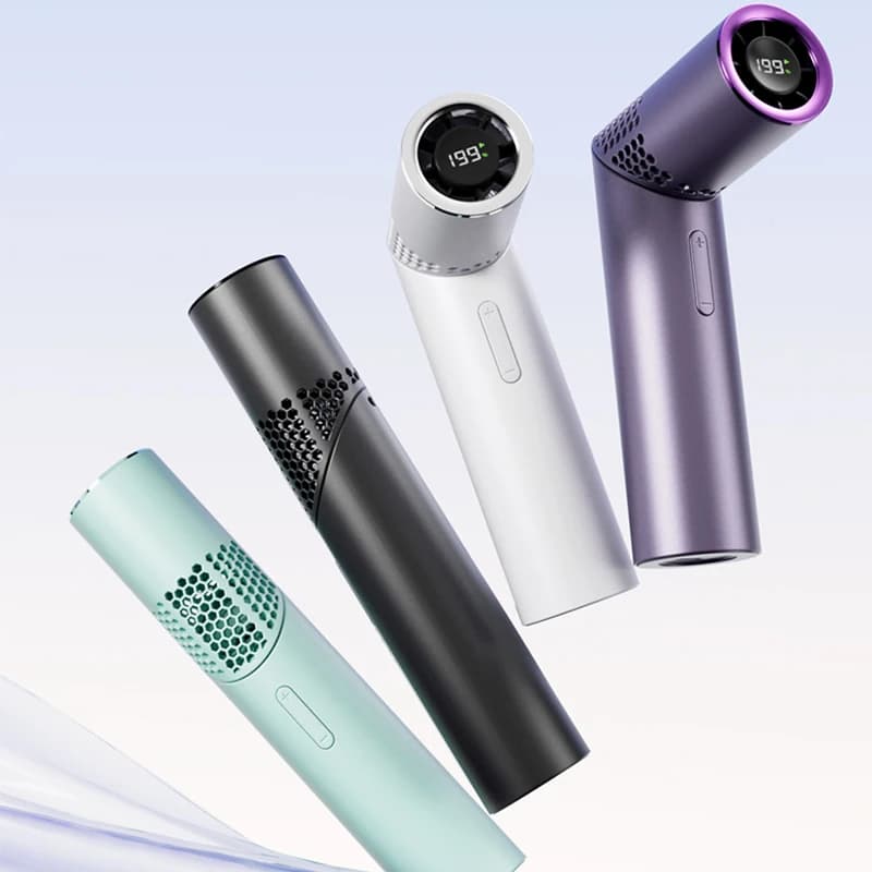Portable battery folding fan with brushless motor, large capacity, mini, to hang at the neck.