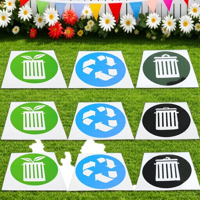 12 Pezzi Etichette Adesive in PVC Rimovibili per la Raccolta Differenziata, Adesivi per Bidoni della Spazzatura, Etichette per Contenitori dei Rifiuti