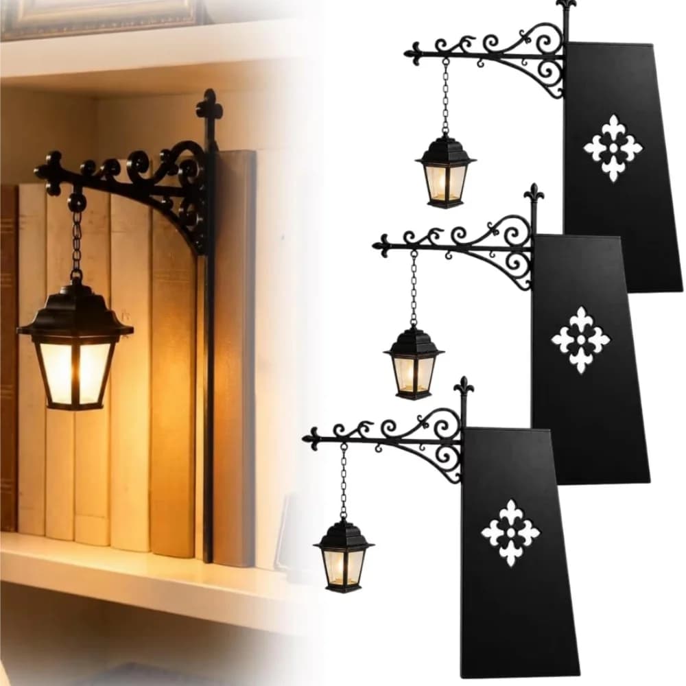 Library Lantern Decorative Bookshelf Lighting Retro Library Lantern Bookshelf Lamp Multifunctional Warm LED Nightlight Ornament