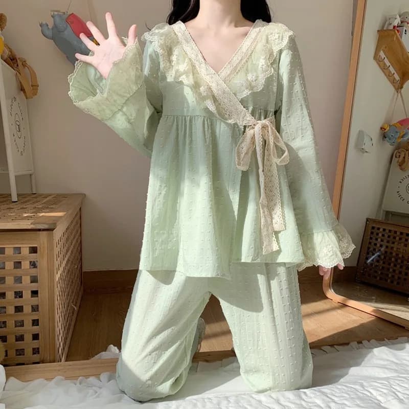 Pantaloni Pigiama Principessa, Abbigliamento da Notte in Pizzo, Pigiami da Donna, Vestiti per Casa, Set Homewear Femminile, Pigiami Carini