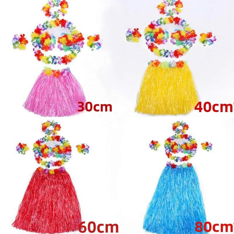 1 Pezzo Gonna Hawaiana in Erba 30CM/40CM/60CM/80CM per Feste Estive in Spiaggia, Travestimento per Adulti, Accessori per Festival e Spettacoli