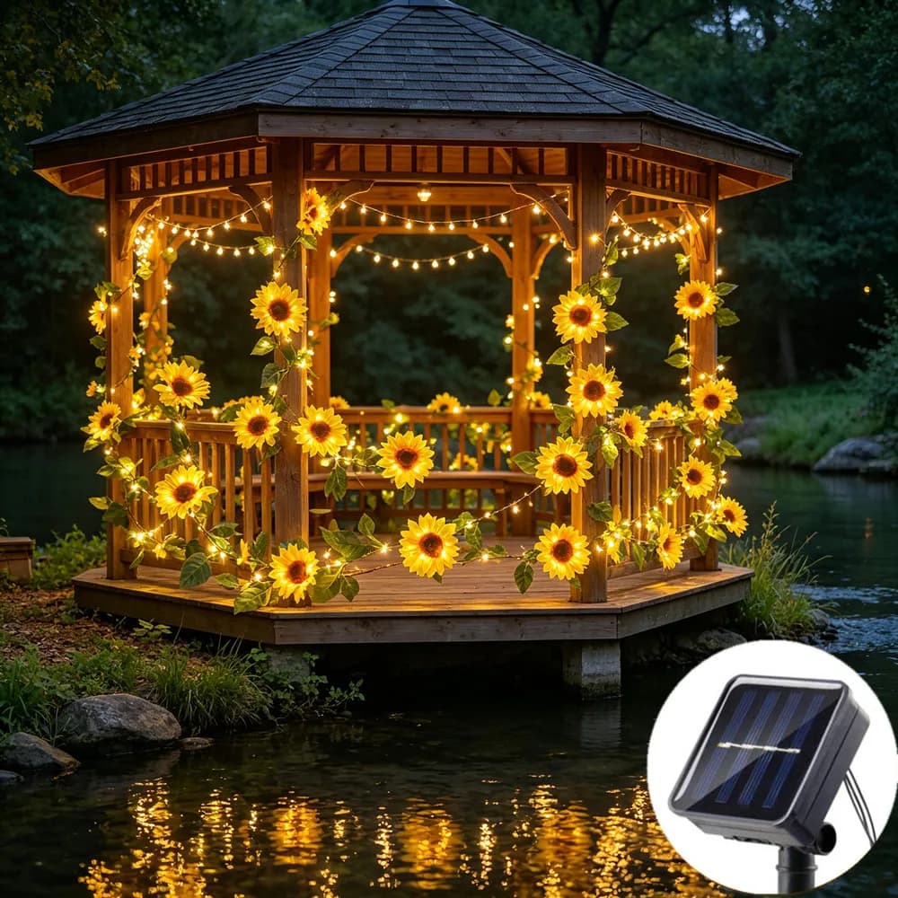 Luci a Stringa con Foglie Verdi per Decorazioni Matrimoniali all'Aperto, Luci Solari Artificiali a Forma di Vite per Albero di Natale, Ghirlanda Luminosa