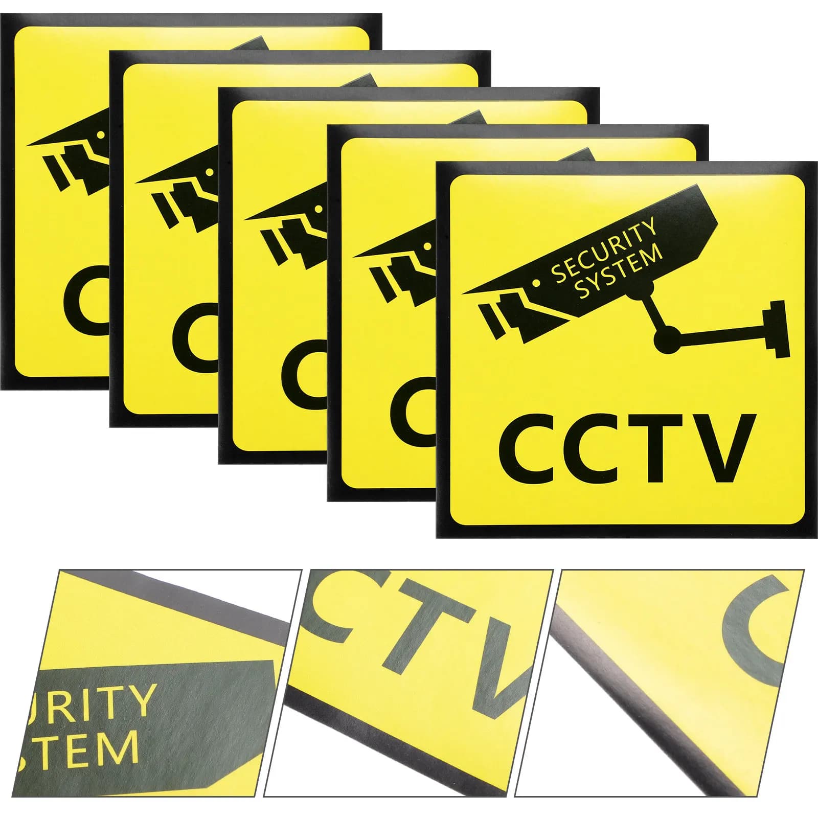 5Pcs Security Camera Signs Outdoor High-Visibility Warning Stickers for Home Yard Warehouse Door Glass Wall No Trespassing Sign
