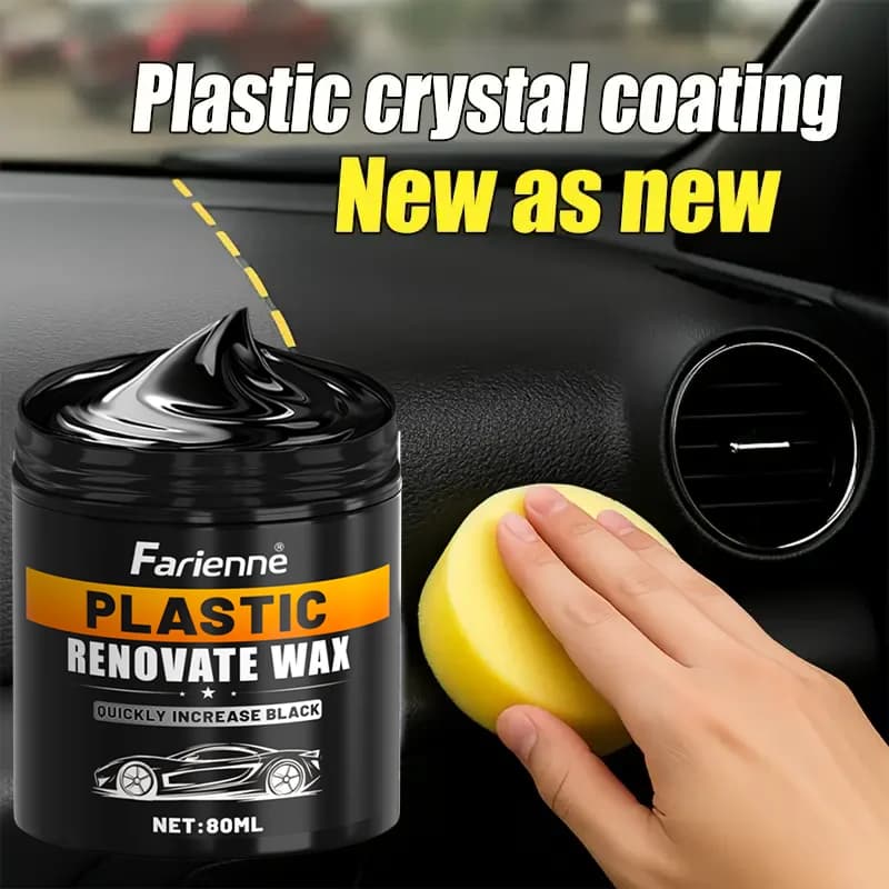 Farienne 80ML Cera Rinnovatrice per Plastica, Restauratore Auto a Lunga Durata per Plastica Auto, Pneumatici e Superfici in Gomma