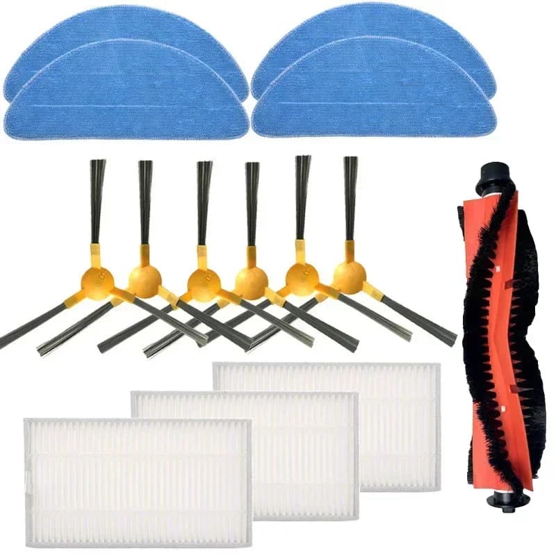 Rullo Principale, Spazzola Laterale, Filtro HEPA, Panni per Pulizia per Robot Aspirapolvere ABIR X5, X6, X8, Ropo Glass 3