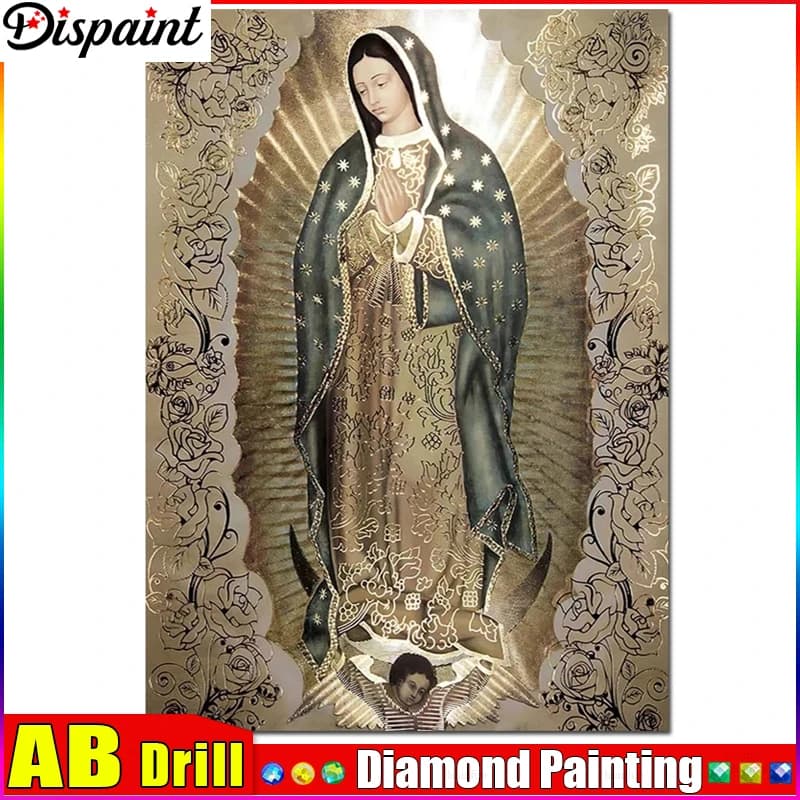 Dispaint AB "Donna religiosa" Pittura diamante 5D Pieno quadrato/rotondo Trapano Decorazioni per la casa Diamante fai da te Ricamo Punto croce