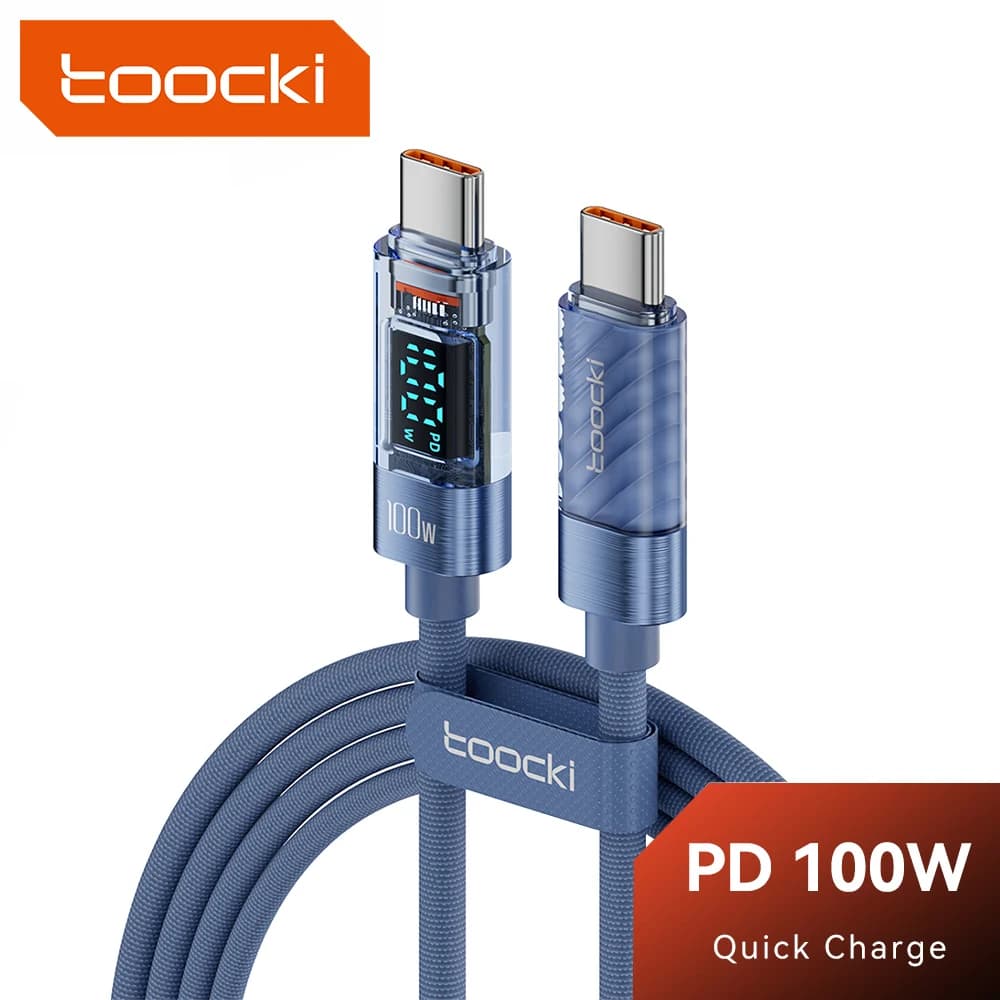 Toocki Cavo da tipo C a USB C per Xiaomi POCO Display digitale trasparente PD100W/60W Cavo dati USB C a ricarica rapida per Samsung