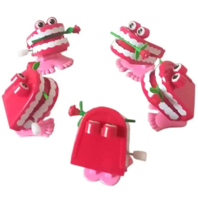 40 pezzi regalo dentale forma dei denti giocattolo a orologeria con catena novità stringa che salta bocca a piedi giocattoli regali per bambini