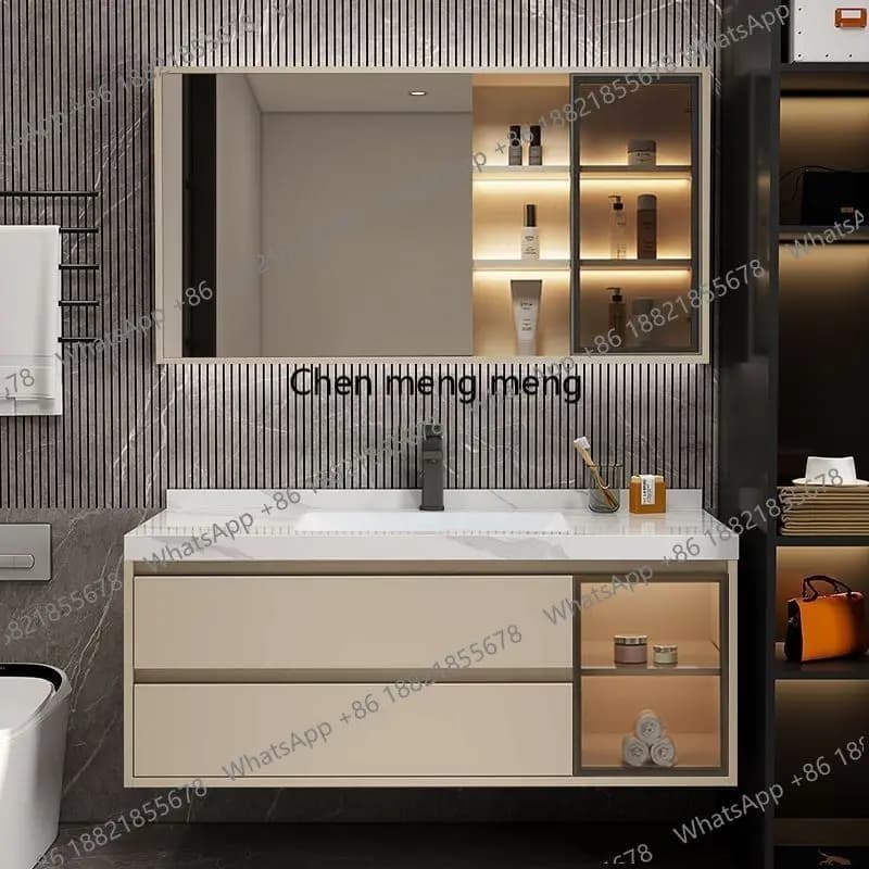 Mobiletto da bagno moderno Nordico Mensola impermeabile Cassetti Bagno Vanity Toilet Specchio Legno Meuble Salle De Bain Mobili