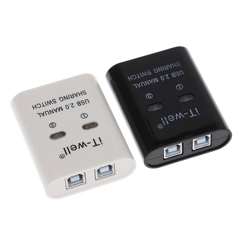 Dispositivo di condivisione della stampante USB, dispositivo di condivisione della stampante 2 In 1 Out, convertitore Hub Splitter manuale Kvm a 2 porte