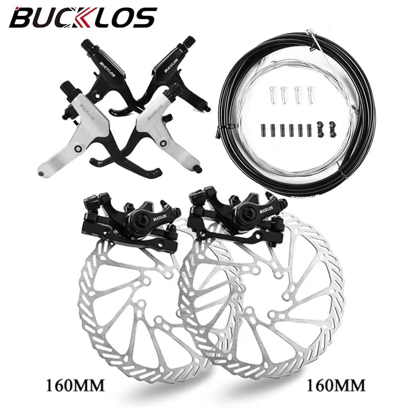 BUCKLOS MTB Bicicletta Anteriore Pinza Posteriore Leva Rotori Set Linea di Tirare Mountain Road Bike Freno A Disco Meccanico Parti di Ciclismo