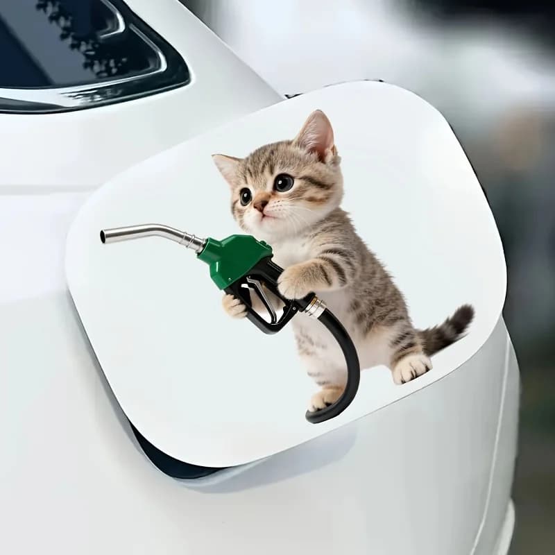 Adesivo in Vinile Impermeabile con Gatto e Tappo Carburante, Divertente Decalcomania Cartoon per Auto e Moto