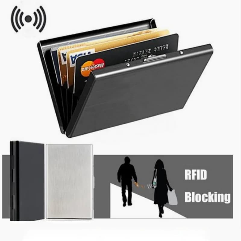 RFID Shielded Card Holder, Men's Fashionable Wallet, Metal Touch, Multiple Compartments, Can Securely Store Credit/Debit Cards