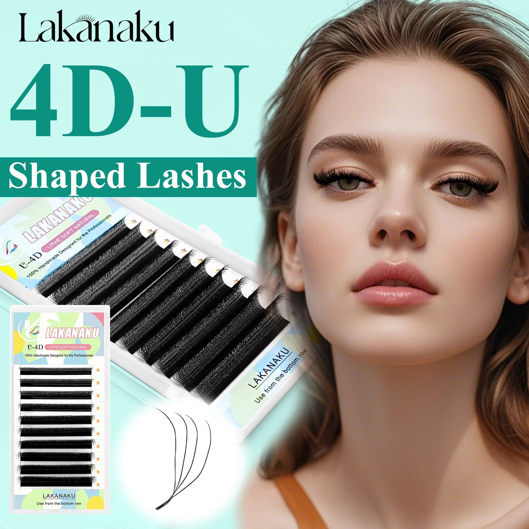 LAKANAKU Estensioni ciglia YY 4D a forma di U 4D UU Nuovo stile Cilios a forma di U W Ciglia Premade Ventole Volume Fluffy Visone Faux Fio u
