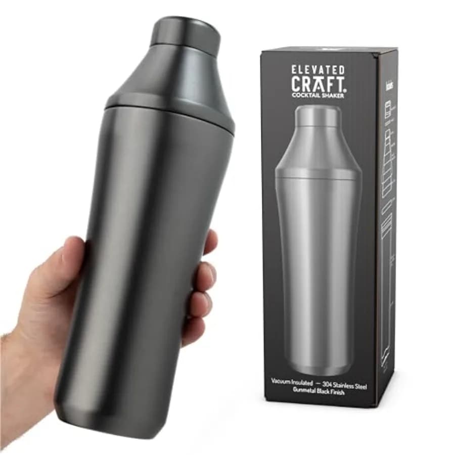 Shaker per Cocktail Ibrido - Shaker per Cocktail Premium Isolato Sottovuoto Color Gunmetal - Sistema di Misurazione Innovativo - Shaker per Martini