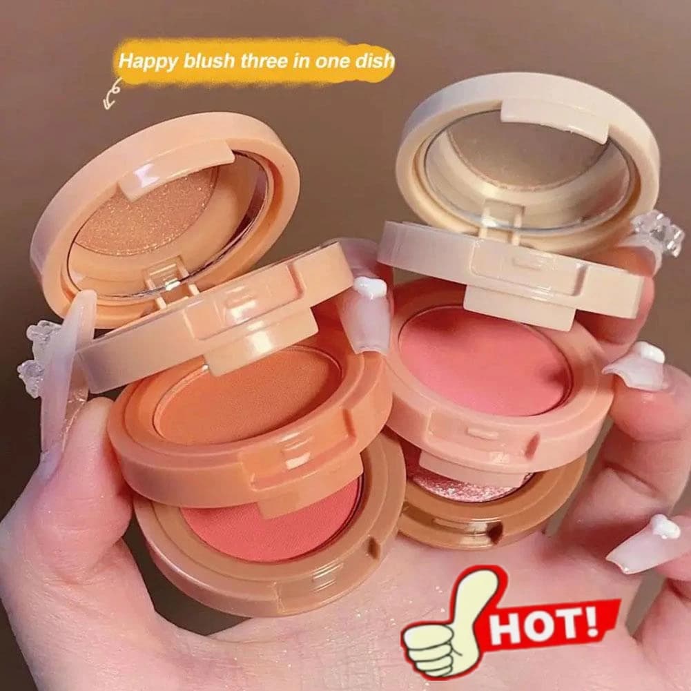 2025NUOVA tavolozza per trucco 3 in 1, texture opaca e perlescente Glitter Blush Evidenziatore Contouring Tavolozza a 3 strati