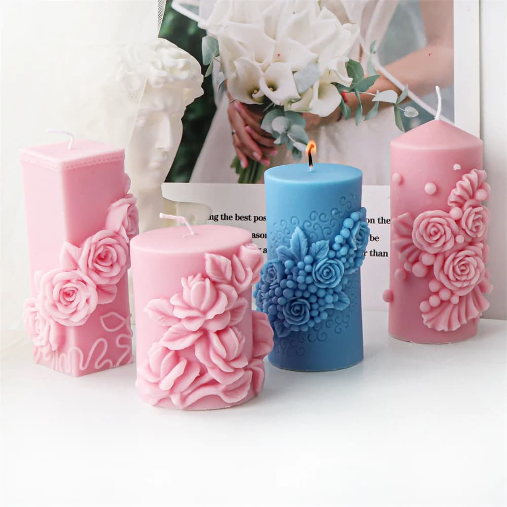 3D Rose-Shaped Candle Mold Multi-Layered Petals Organic Layering Aroma Soap Plaster Silicone Soy Wax Beeswax Mould Garden Decor