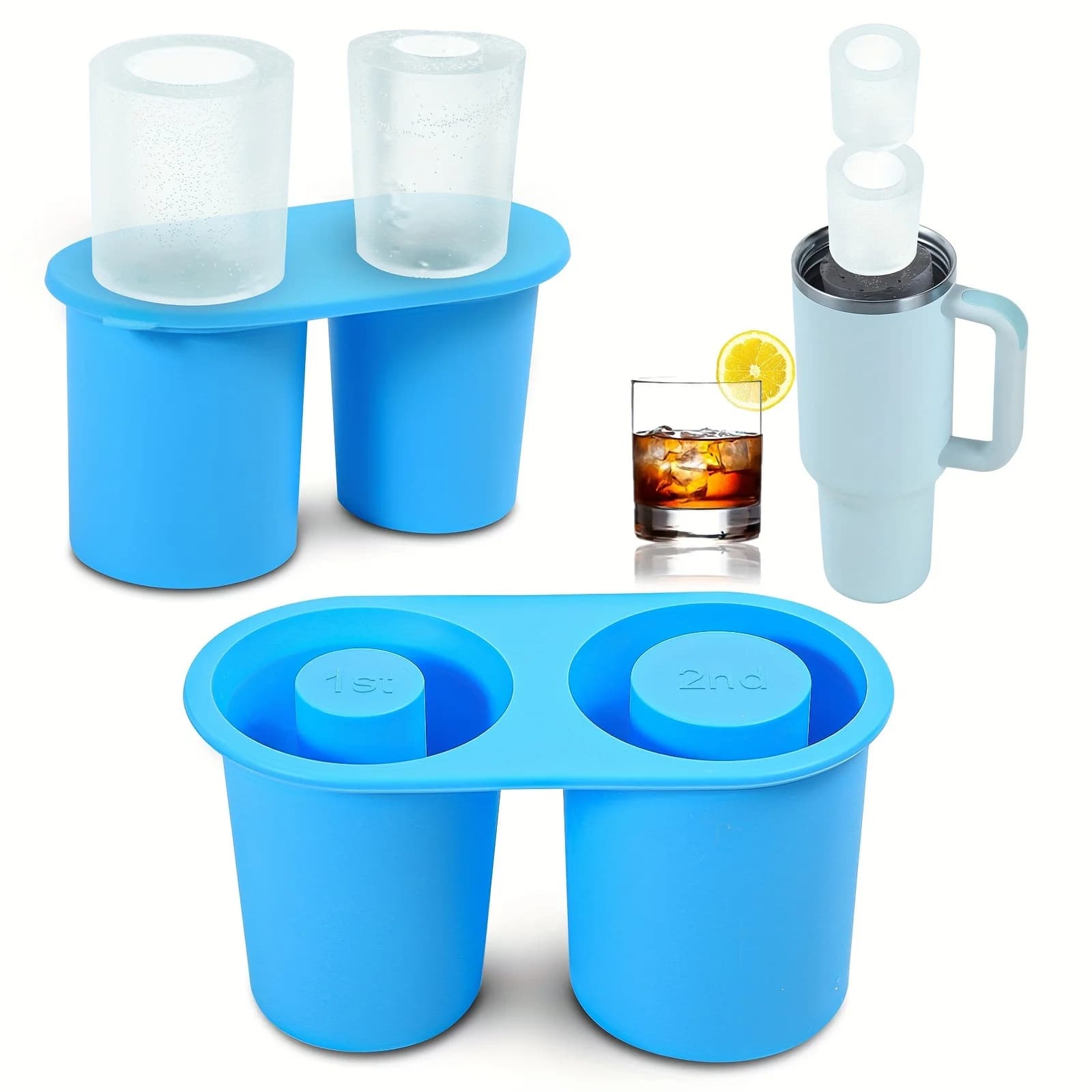 Stampi per ghiaccio in silicone per bicchieri da 30-40 once, grande produttore di cubetti di ghiaccio a rilascio facile, adatto a portabicchieri, refrigeratore per bevande per bevande