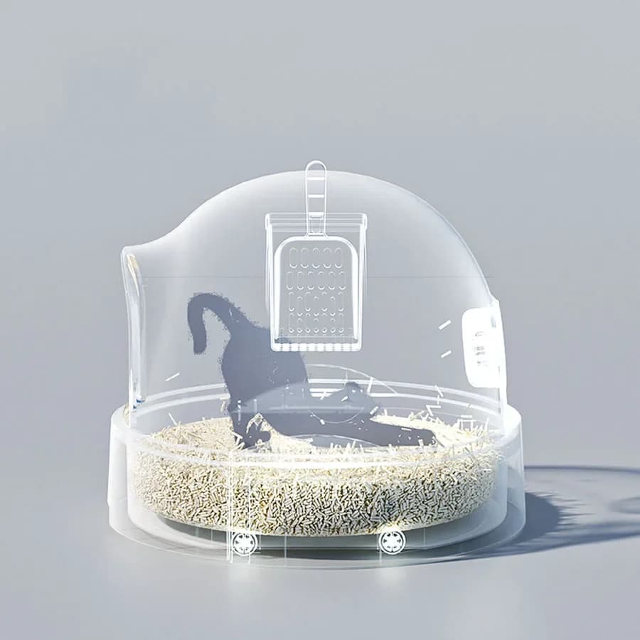 Grande scatola spaziale Lettiera per gatti Portatile Piccolo bagno esterno Casa moderna in plastica Pala per WC chiusa Katten Decorazione alta