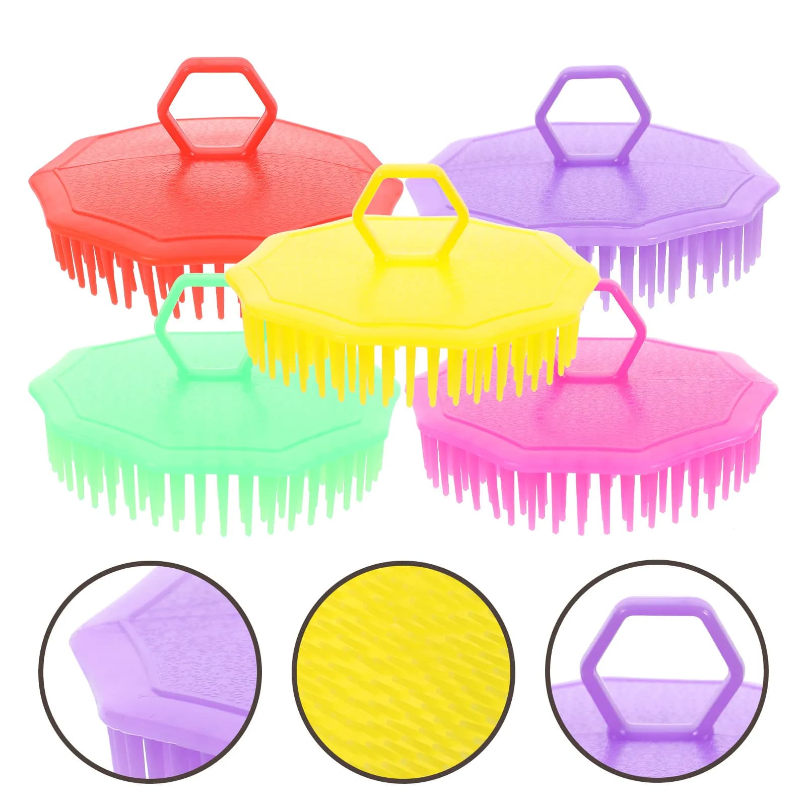 Set di 5 Spazzole per la Pulizia dei Capelli, Pettine Massaggiante Portatile in Plastica, Spazzola per Shampoo per la Crescita dei Capelli, Uso Domestico e Professionale