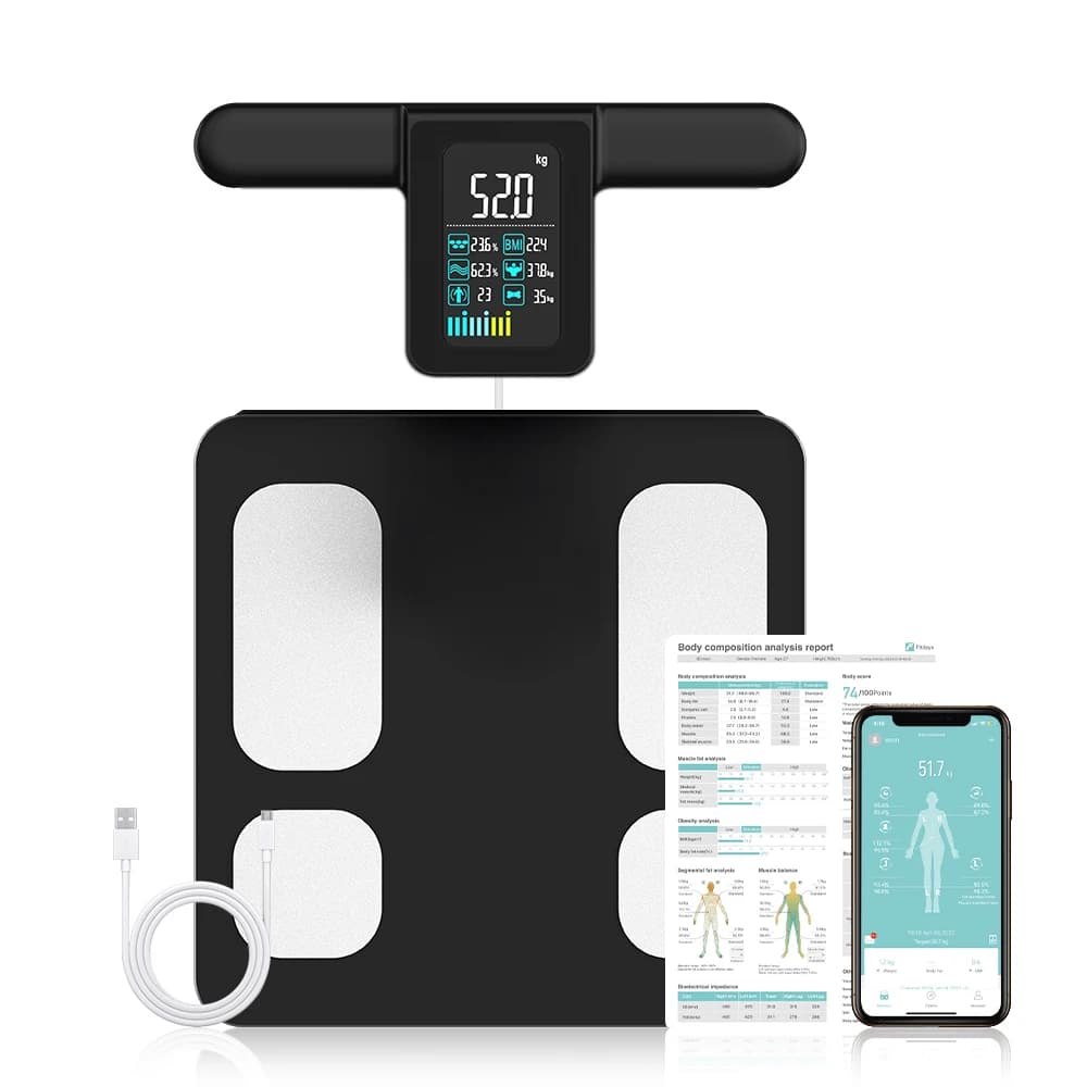 Fitdays balance per body weight and fat percentage, 8 electrode high precision balance for body composition measurement BMI 20