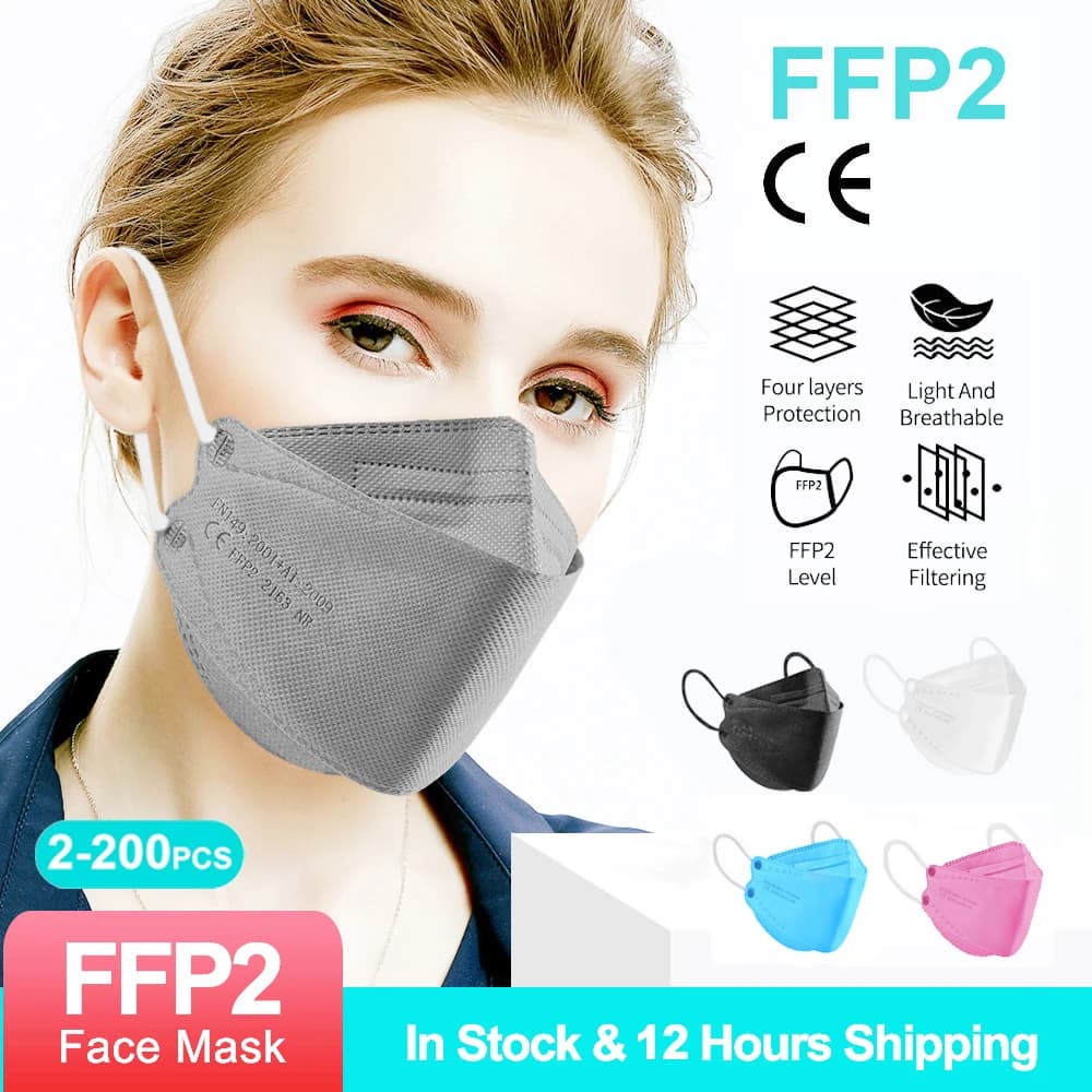 Adulto 4 strati CE FFP2 KN95 maschera respiratore tessuto maschera FFP2 Mascarilla filtro bocca antipolvere riutilizzabile ffp2 maschera