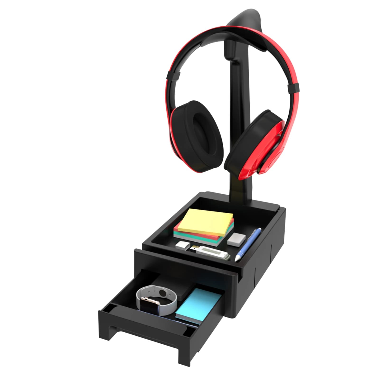 Rack di archiviazione desktop multifunzionale, supporto per cuffie, forniture per ufficio quotidiane, forniture per desktop per ufficio, supporto per telefono cellulare