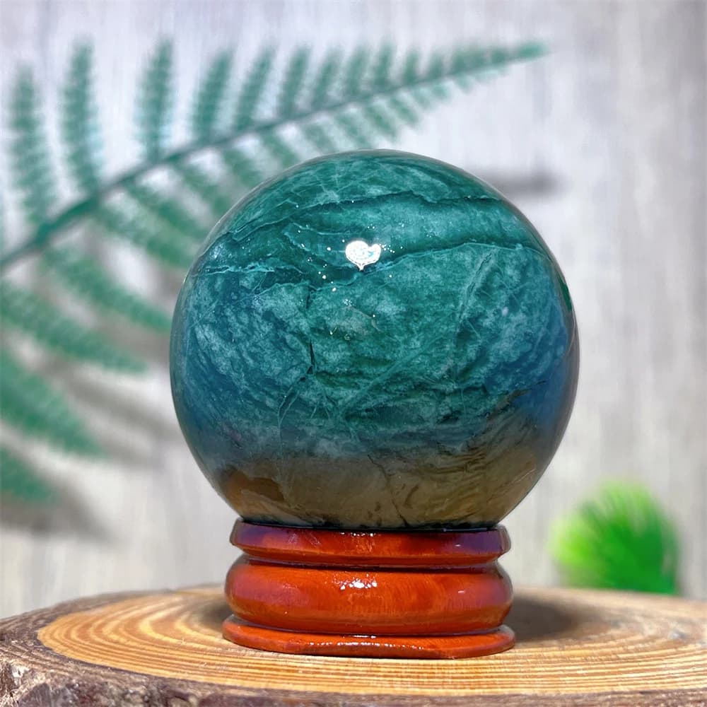 Sfera di Cristallo Naturale Verde, Pietra Curativa Reiki, Artigianato in Cristallo, Regali, Gemma Geode, Campioni Minerali Reiki per la Casa + Supporto