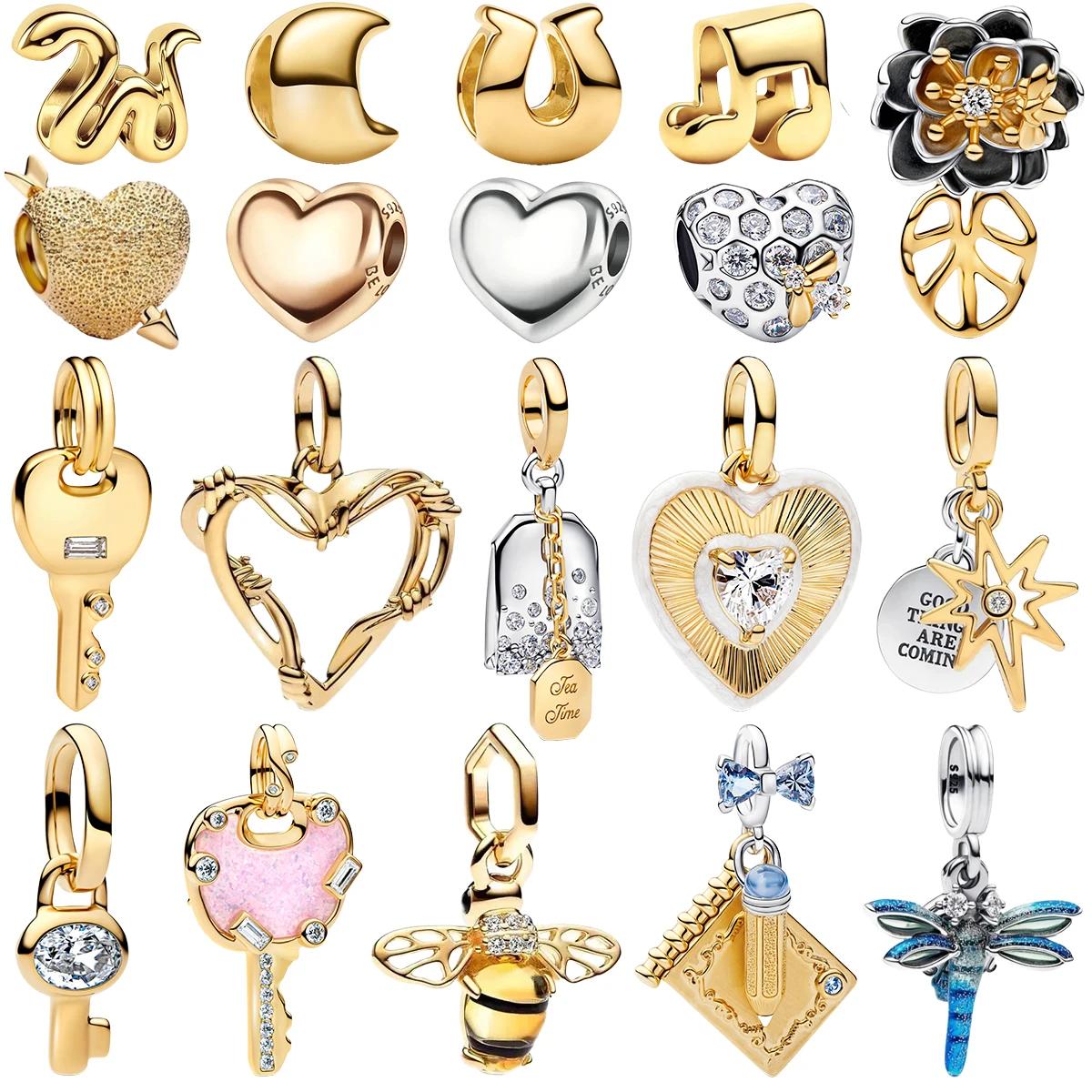 Heart Shape Charm with Sterling 925 Sterling Silver Lacquer, Customised Beads with Floral Patterns for Bracelets, Custom Gift