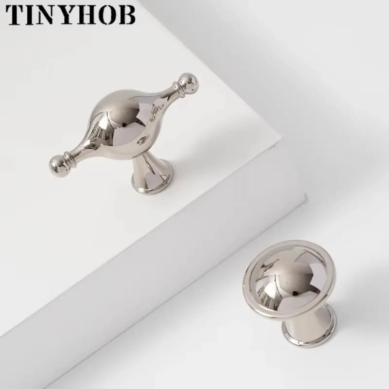 Tinyhob Maniglie per mobili moderne in nichel brillante, guardaroba, cassettiere, armadietti, cassettiere, pomelli/maniglie per mobili