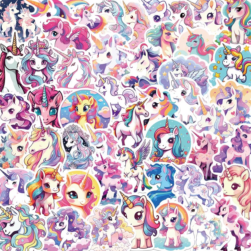 50 cute pieces unicorn cartoon animals stickers graffiti phone diy guitar laptop case waterproof toy sticker for kids