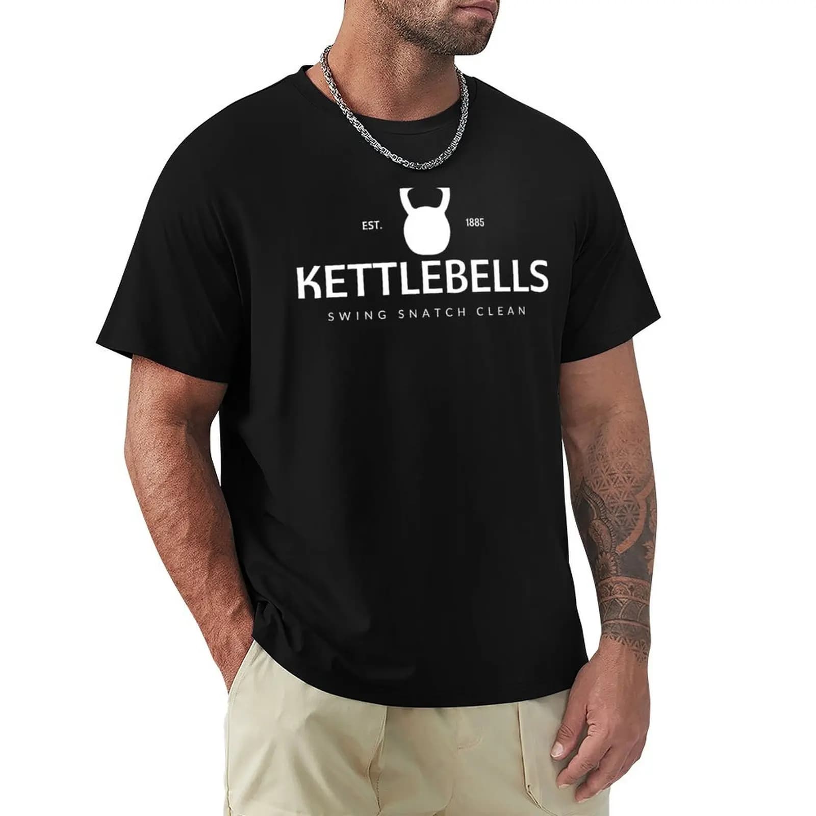 Kettlebell Swing Snatch Clean - T-shirt scura leggera e basic a maniche corte