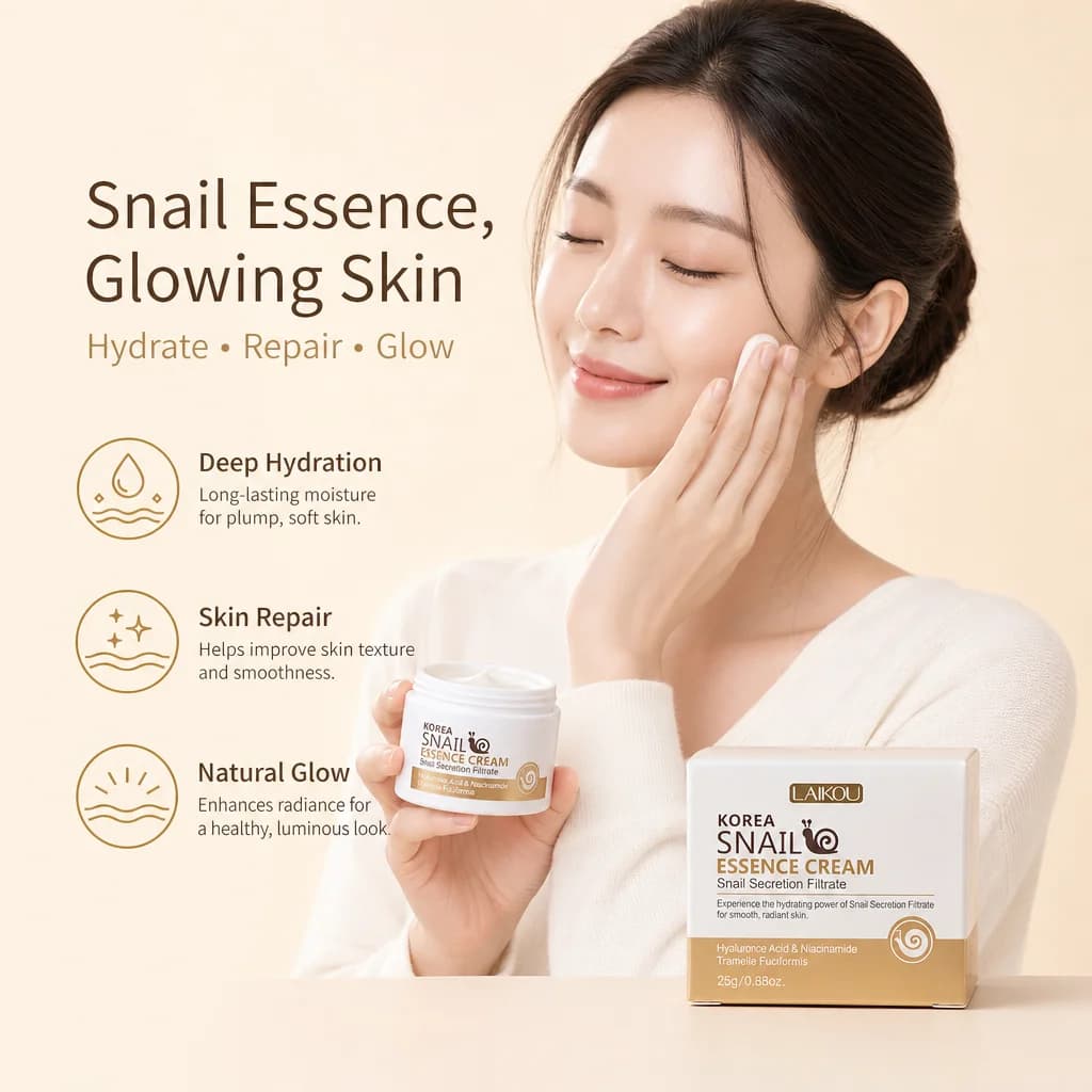 Snail Essence Cream With Niacinamide Hyaluronic Acid Deep Hydrating Brighten Dull Repair Rough Anti-Aging Facial Moisturizer