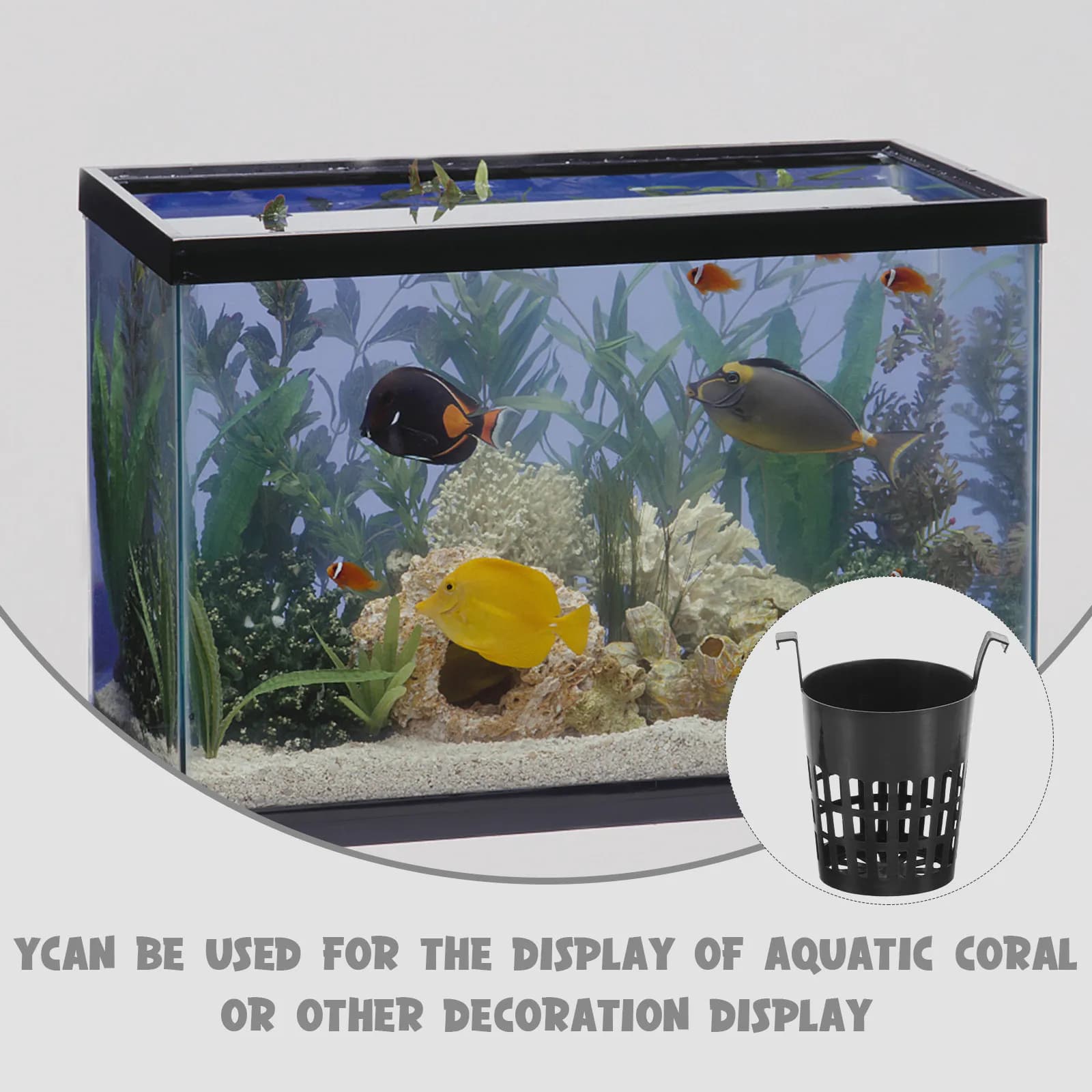 Set di 6 Vasi in Plastica per Piante Acquatiche, Cestini Neri a Rete Forata per Coltivazione Idroponica, Decorazione per Acquario, Vasi per Piante e Vivai