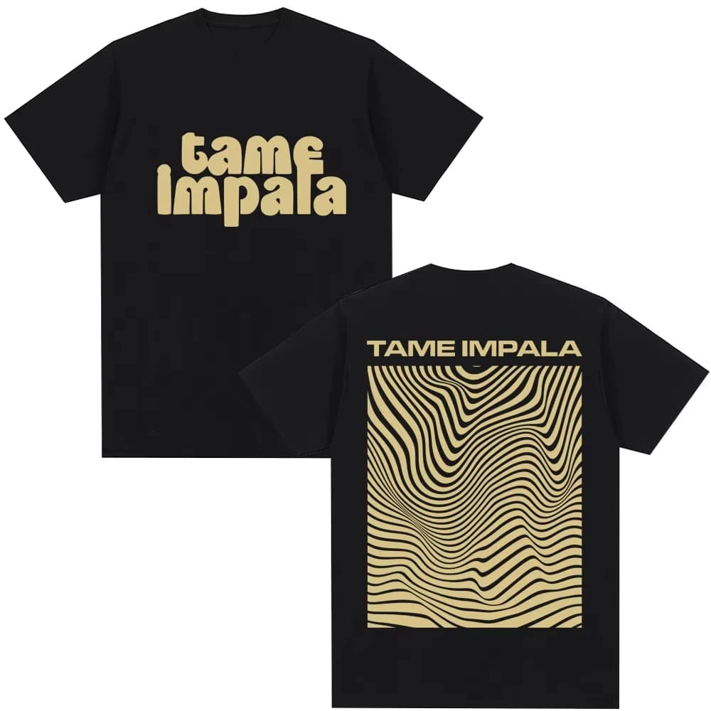 T-shirt dell'album Rock Band Tame Impala, T-shirt vintage Harajuku da uomo e donna, T-shirt oversize in cotone alla moda, Streetwear