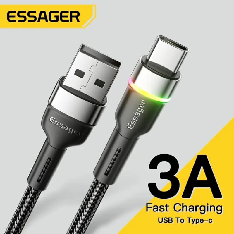 Essager 3A cavo USB tipo C caricabatterie cellulare cavo di ricarica rapida per Xiaomi 11 12 poco F3 Realme Huawei Oneplus Data Wir