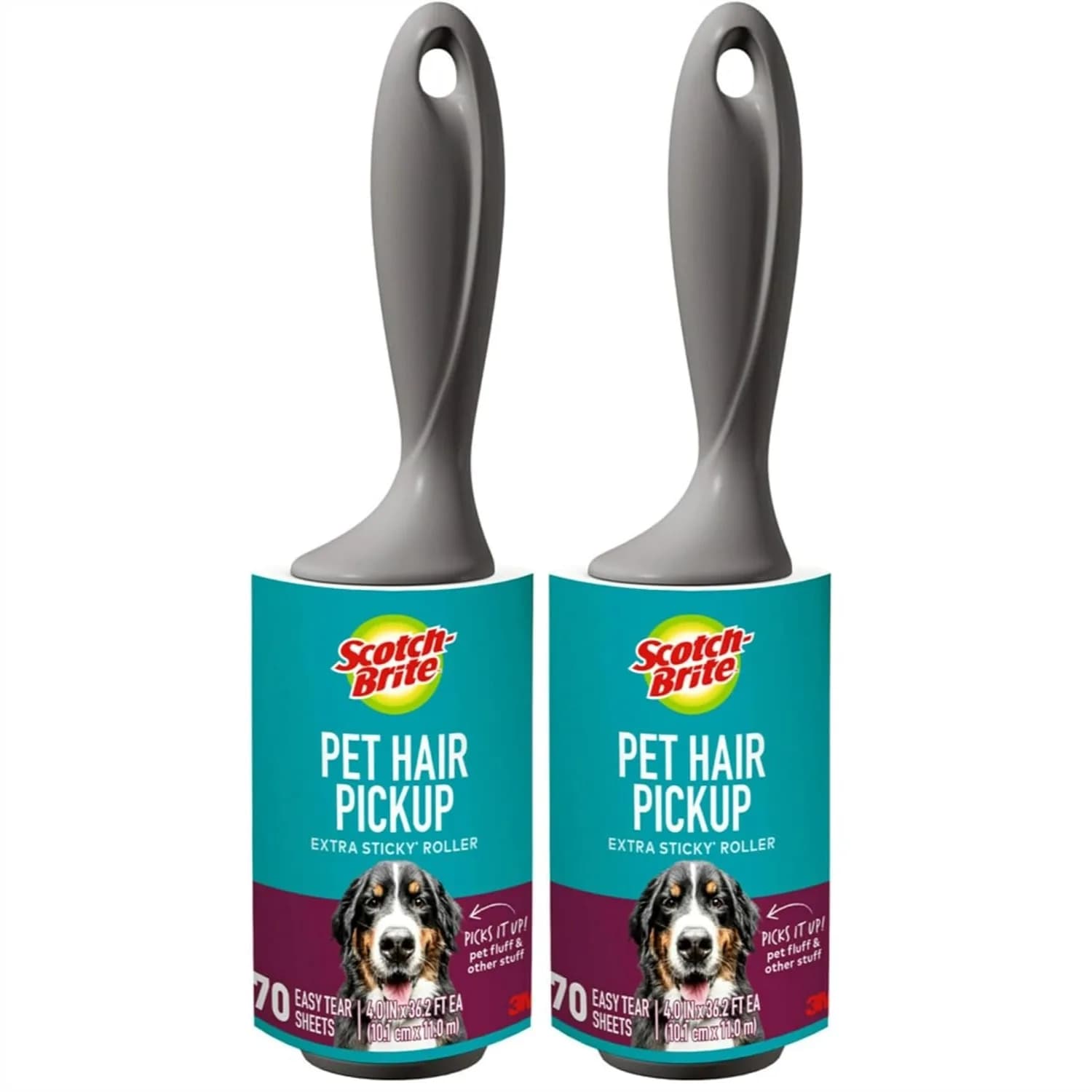 Extra Sticky Lint Roller for Pet Hair, Furniture and Clothes, 70 Sheets per Roll, 2 Pack