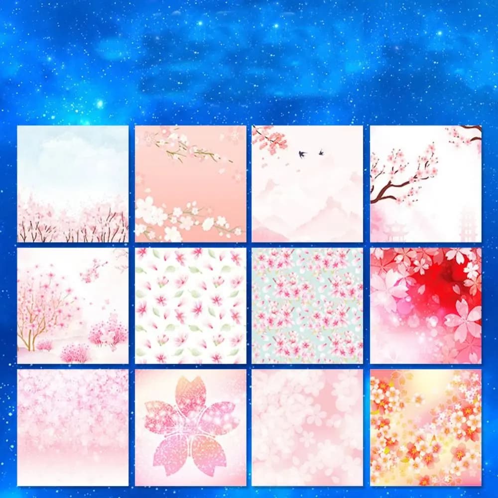 DIY Square Paper-cut Starry Pattern Creativity Exercise Sakura Origami Paper Folding Paper Craft paper Art Material