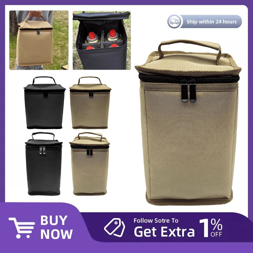 Borsa portaoggetti per bombole di gas da campeggio, custodia protettiva portatile per bombole di carburante con maniglia, accessori da campeggio, borse per il trasporto per picnic all'aperto