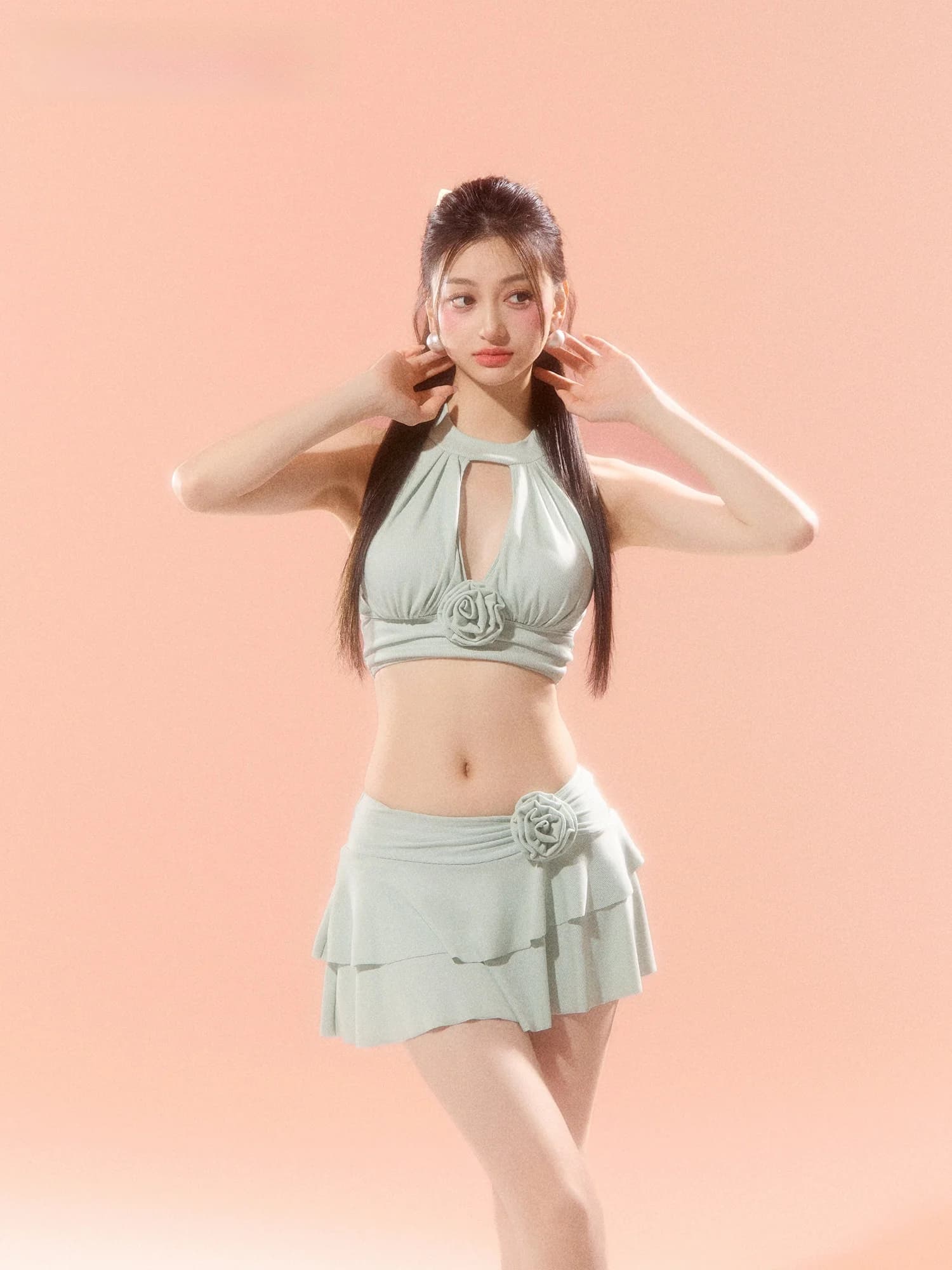 Weswim Women's Bikini Swimsuit with Skirt Hollow out Neck Design Small Chest Sexy Pure Desire Beach Summer Fashion Trend