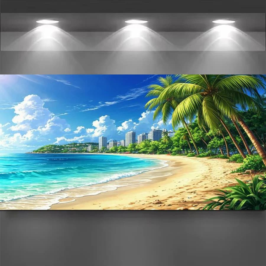 Diy Diamond Mosaic Sea Coconut Trees House Large Size Scenery Diamond Embroidery Painting Full Jewelry Cross Stitch Picture