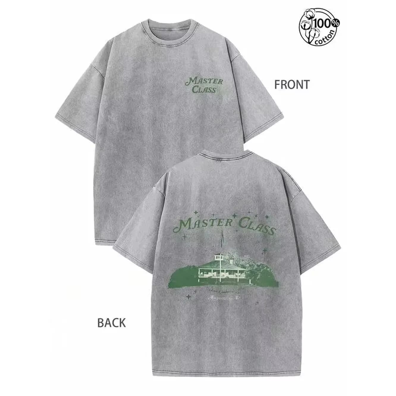 Master Class Augusta T-Shirt Front & Back Print Cotton Golf Apparel;Retro Street & Outdoor Sports,Golf Tee-Augusta Masters Inspired Graphic Shirt